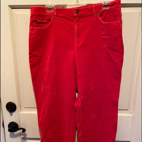 Talbots Red Crushed Velvet Pants - Picture 1 of 6